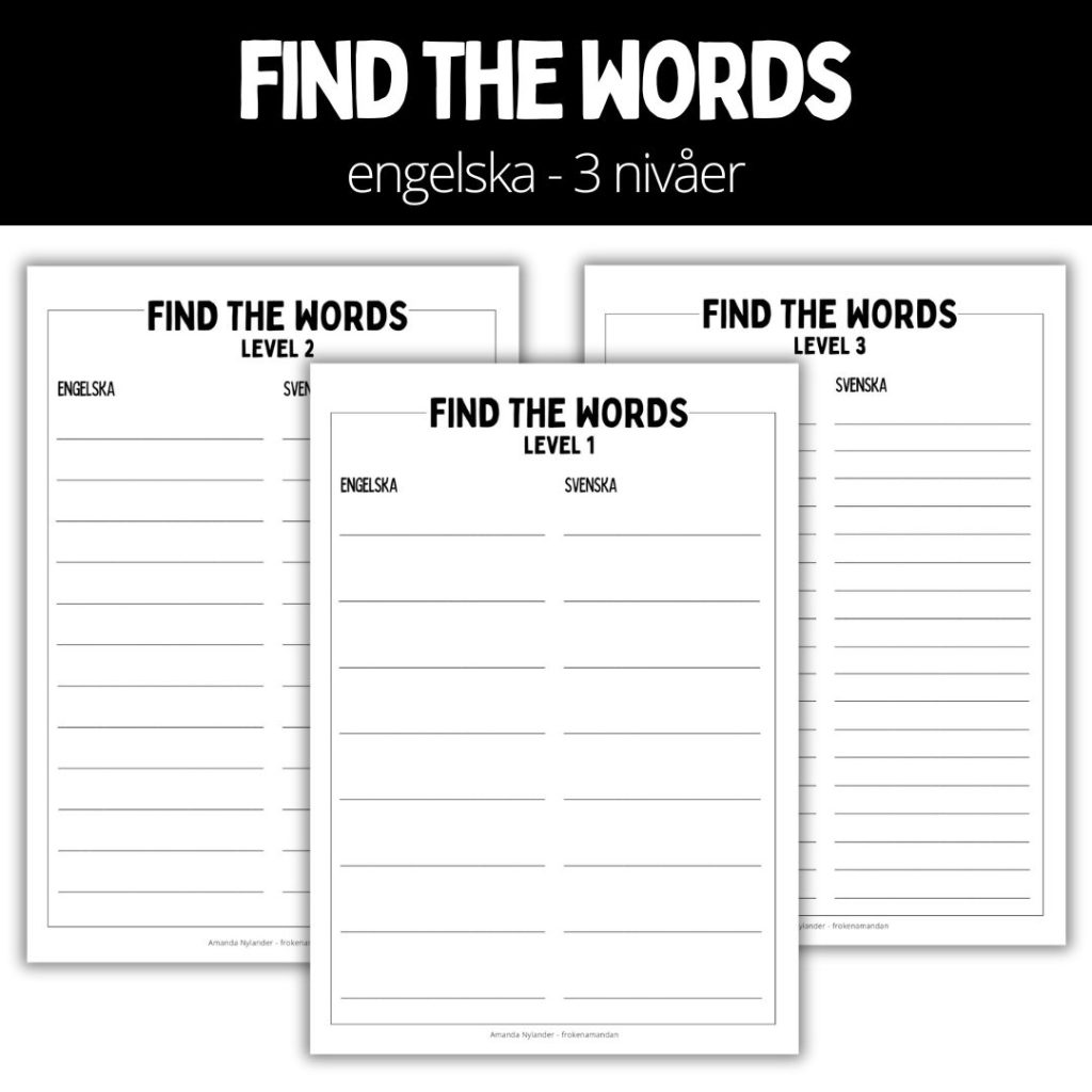 Find the words – mall – 3 nivåer