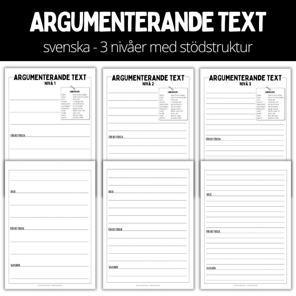 Argumenterande text – mall – 3 nivåer med stödstruktur