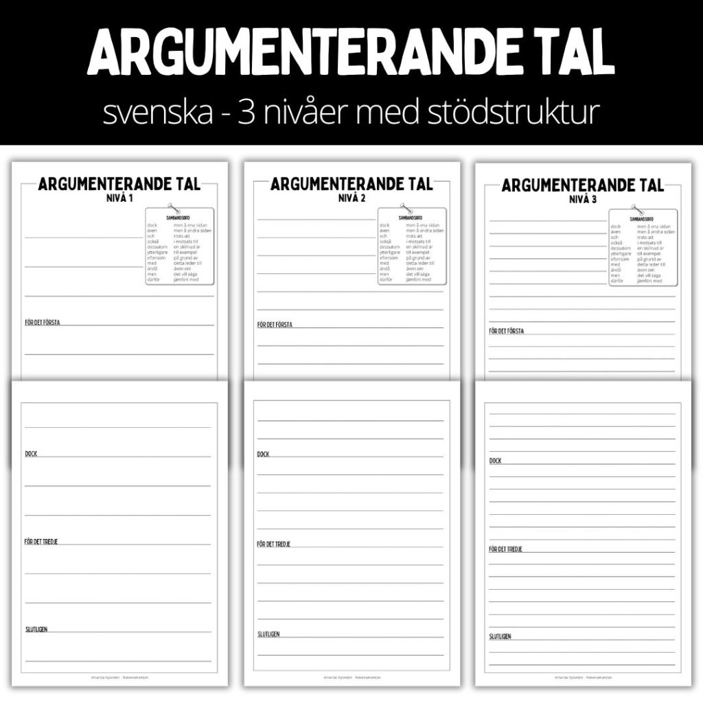 Argumenterande tal – mall – 3 nivåer med stödstruktur