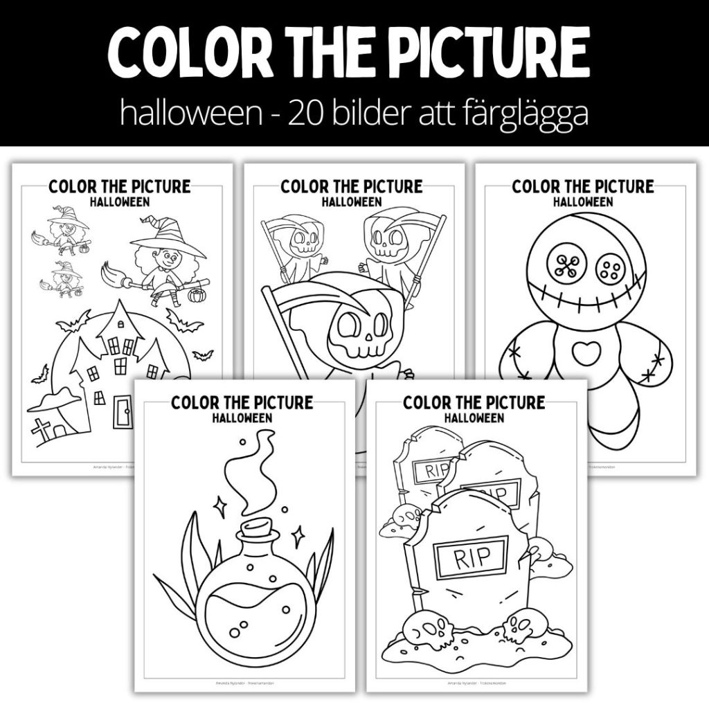 Color the picture – 20 stycken bilder med halloween motiv att färglägga