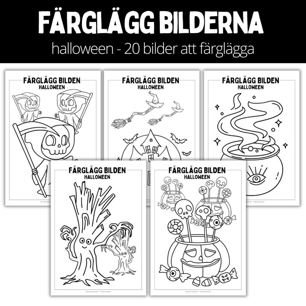 Färglägg bilden – 20 stycken bilder med halloween motiv att färglägga