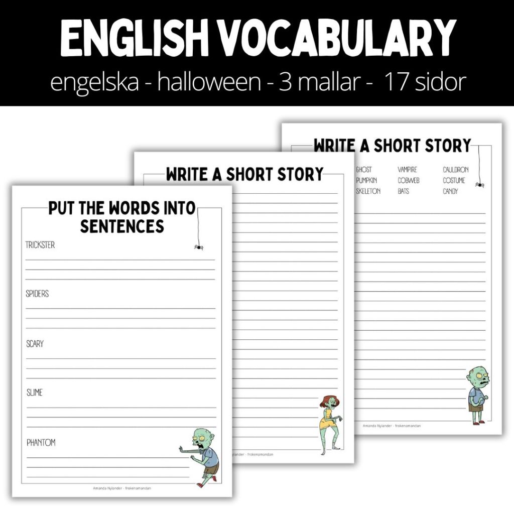 English vocabulary – 3 mallar – 17 sidor – halloween