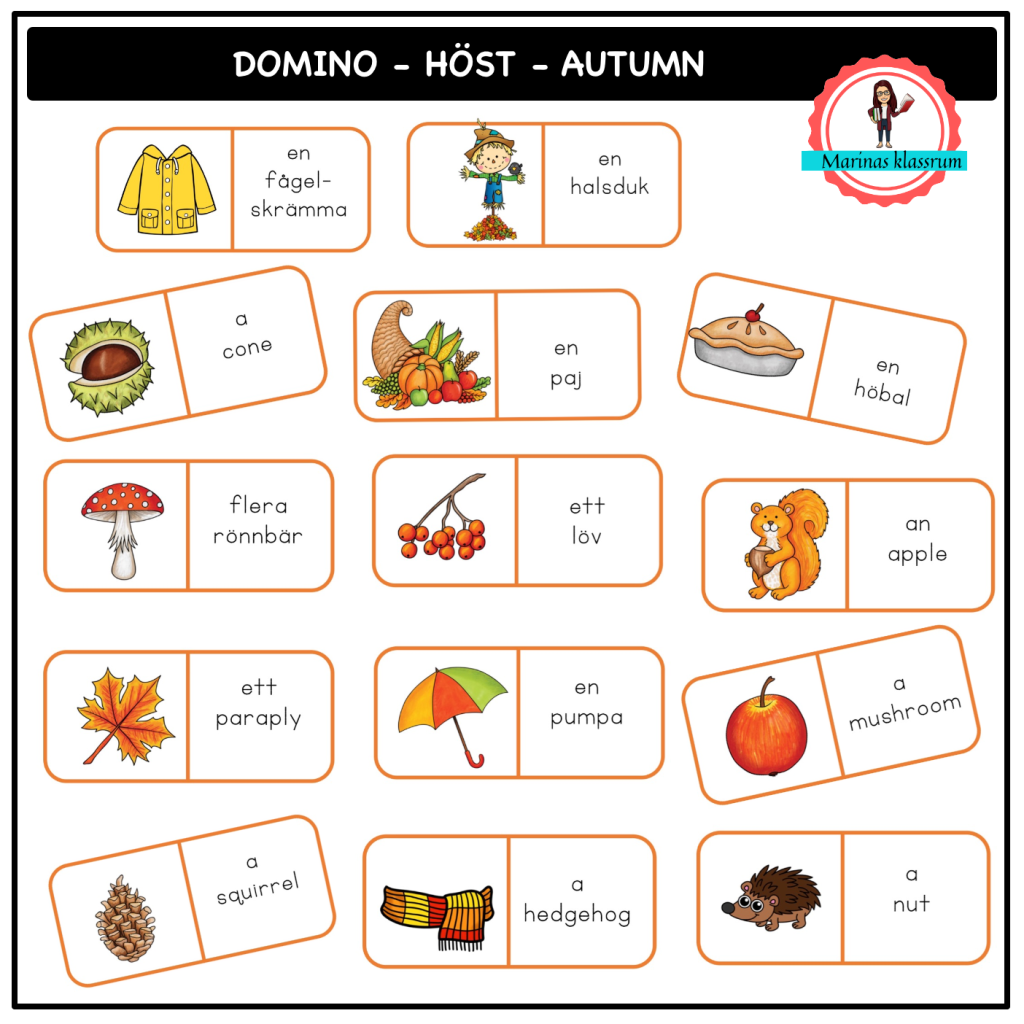 Läsdomino – hösten – autumn