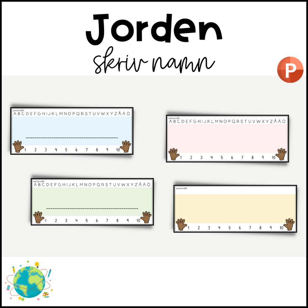 Jorden – Namnskyltar