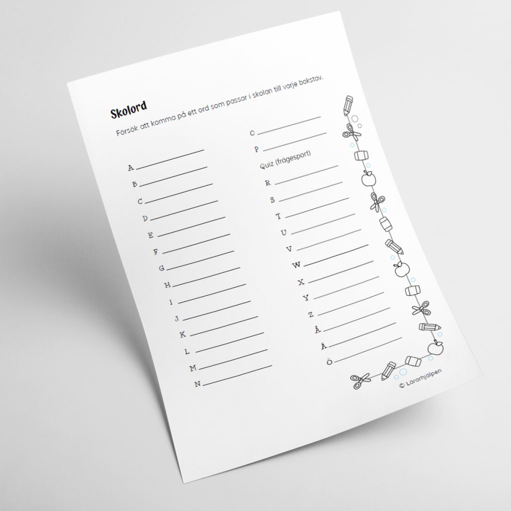 Skolstart – skolord