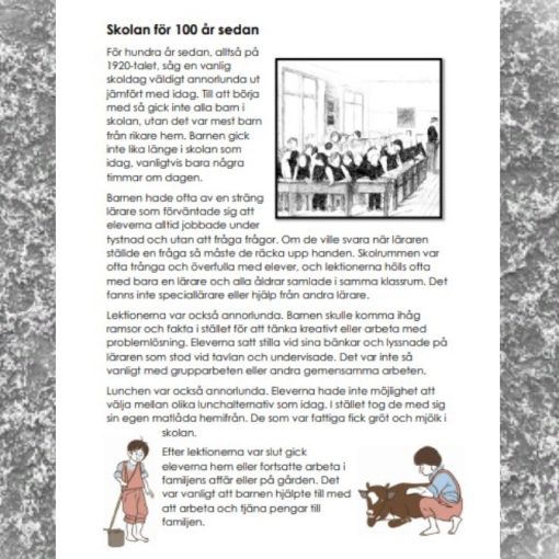 Ett häfte om livet förr och nu i skolan