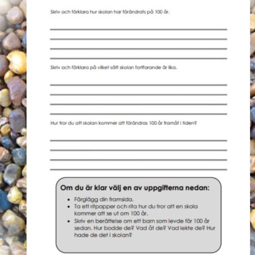 Ett häfte om livet förr och nu i skolan