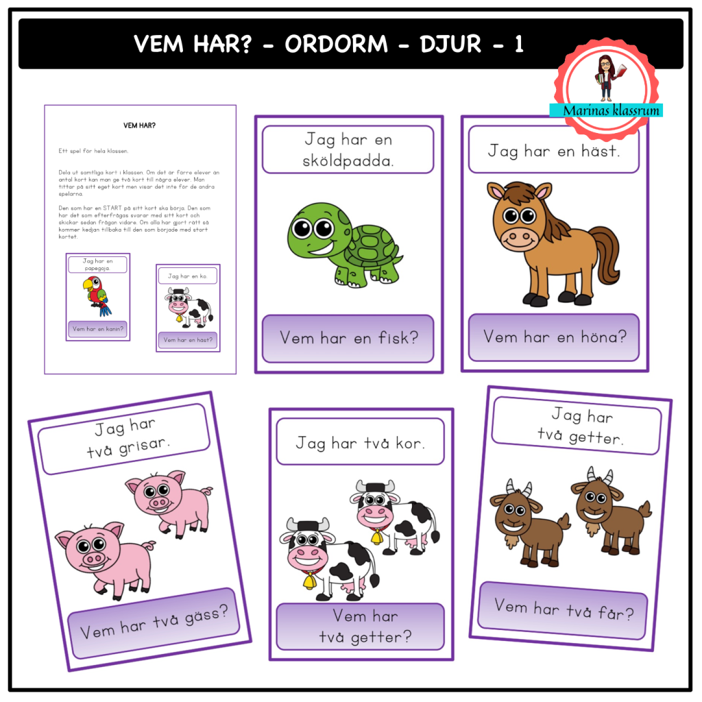 Ordorm – Vem har? – djur 1