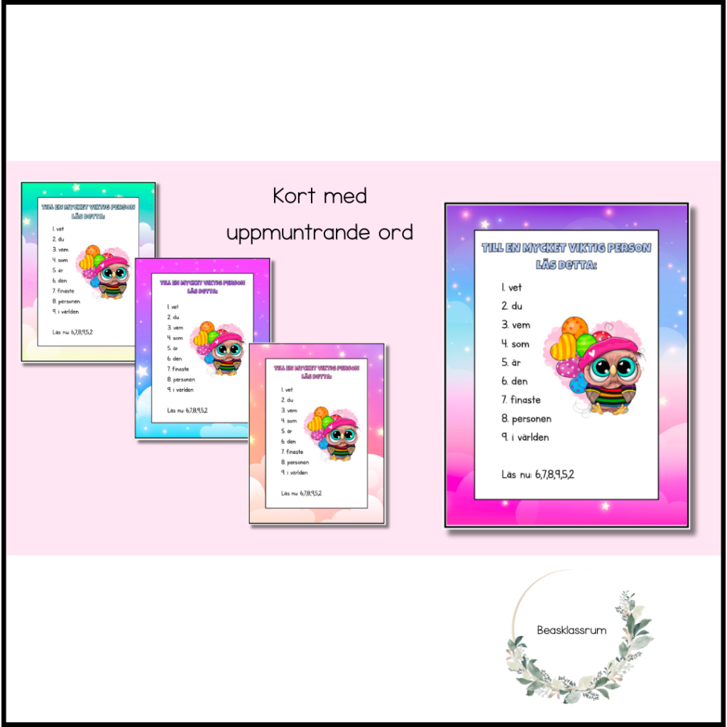 Kort med uppmuntrande ord