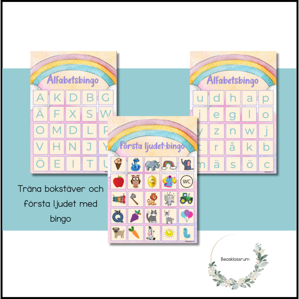 Bingo – alfabetet och första ljudet (3 st)