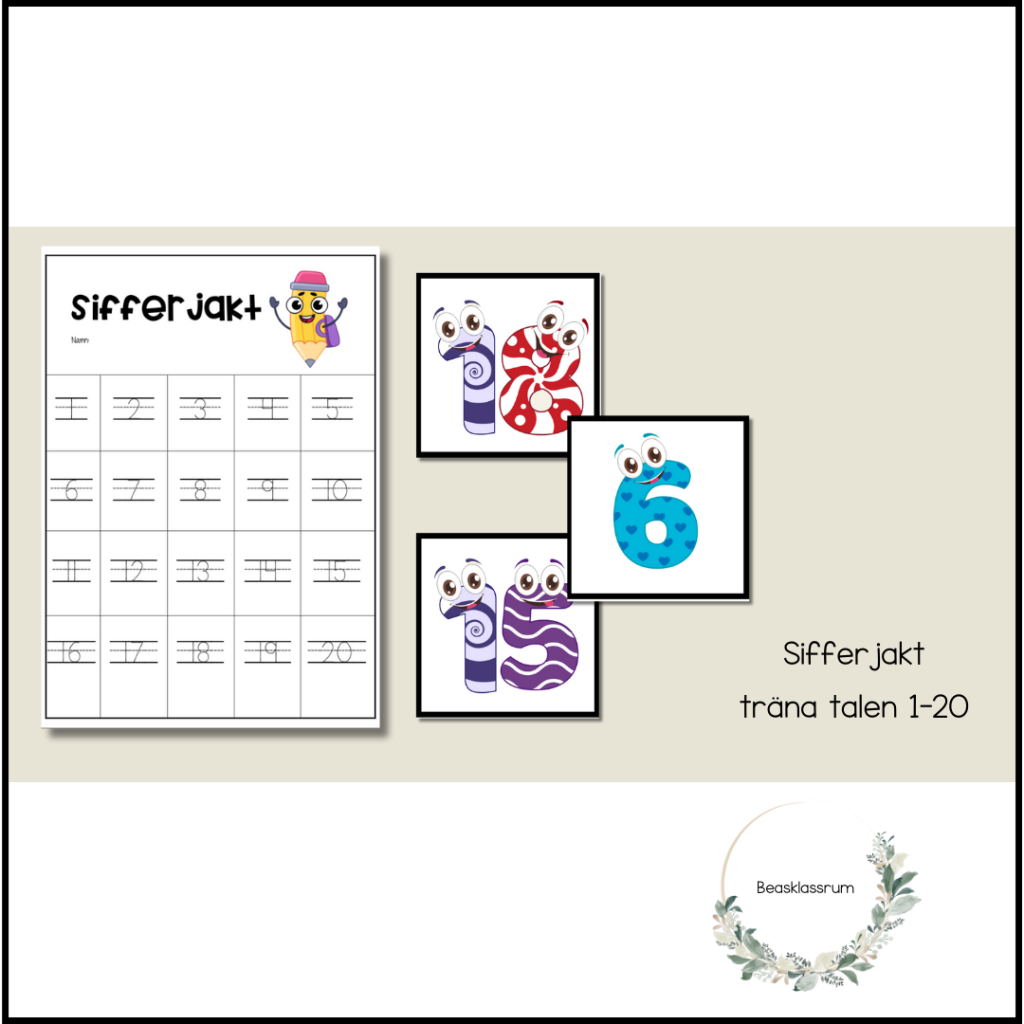 Sifferjakten – träna talen 1-20