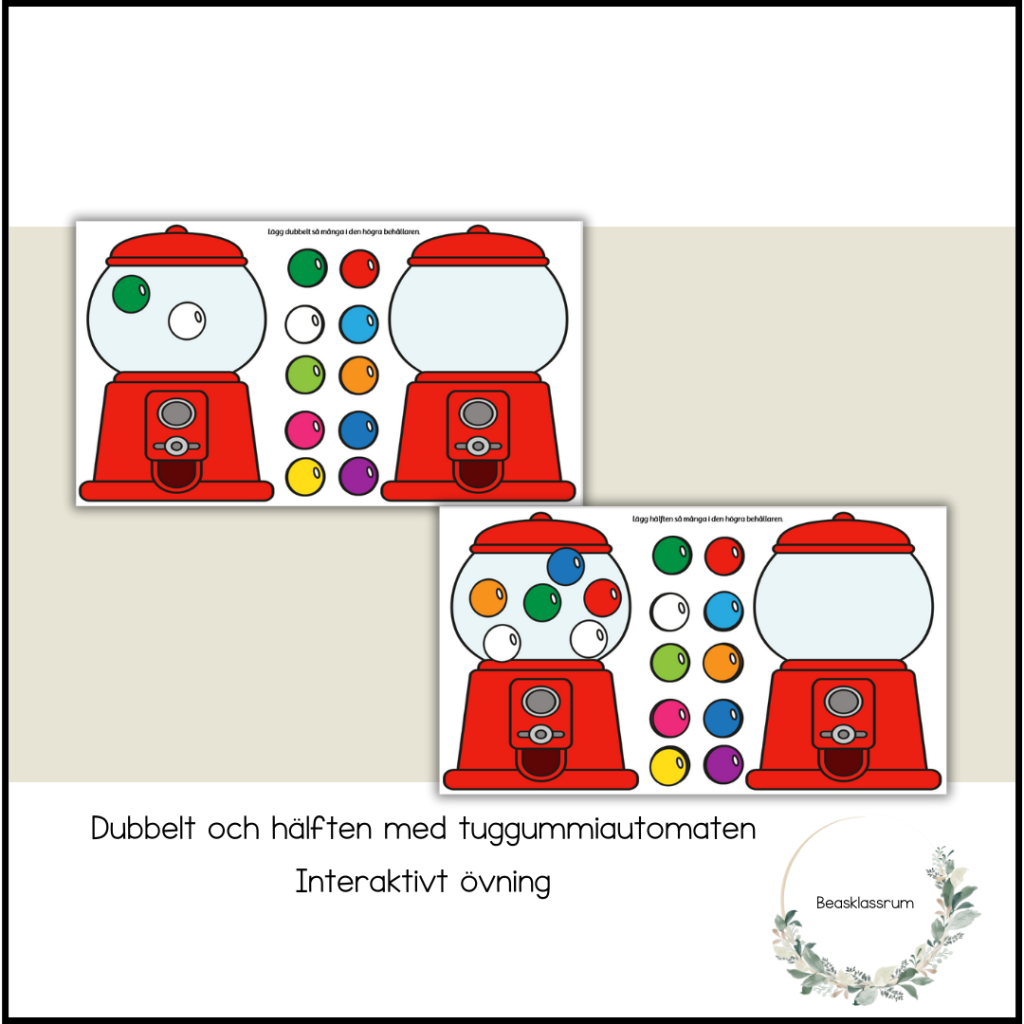 Dubbelt och hälften med godisautomaten- interaktiv övning