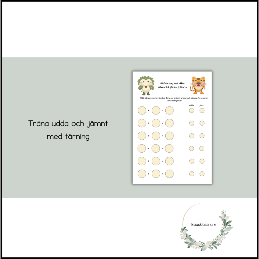 Träna udda och jämnt med tärning