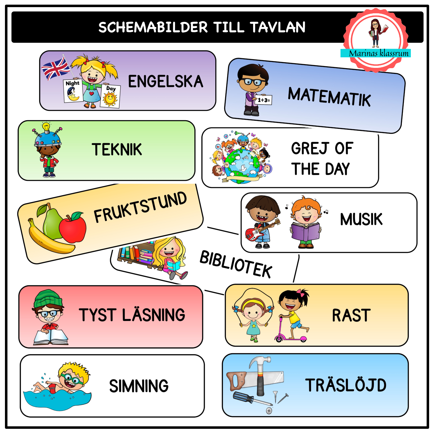 Schema-bilder till tavlan