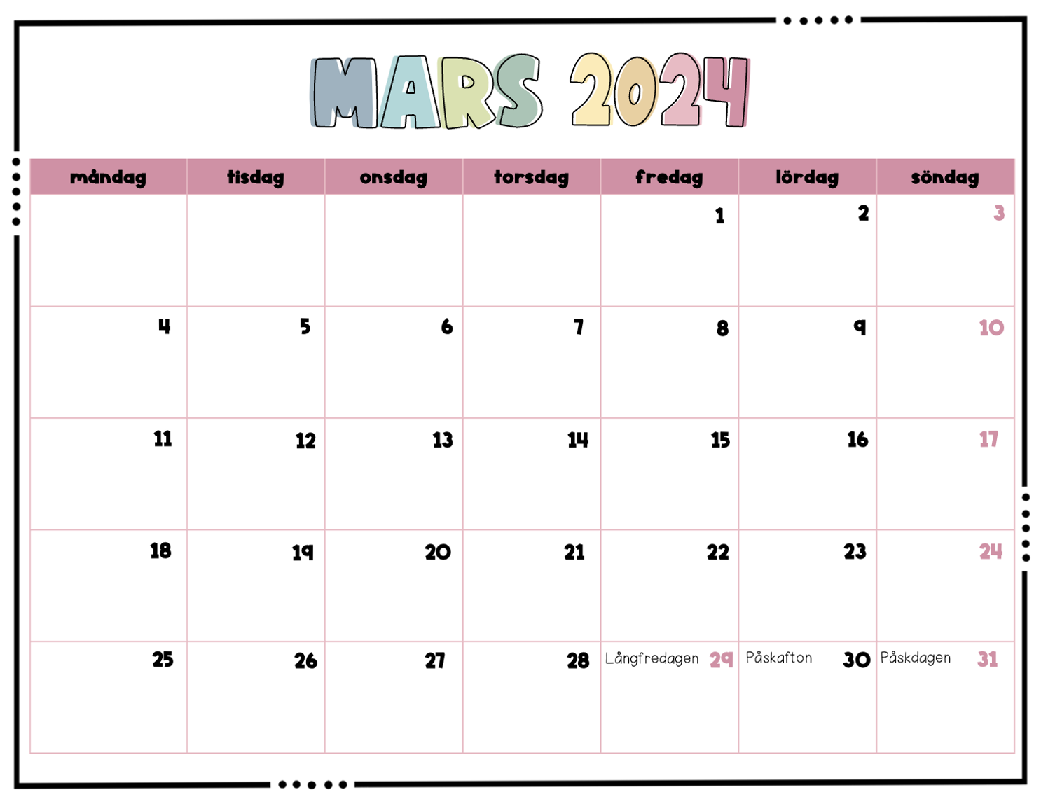 Kalender (pdf och pptx)