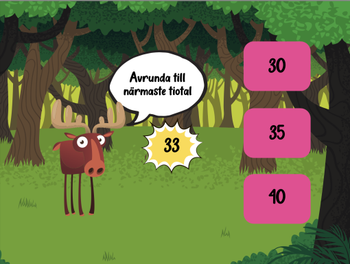 Interaktivt spel - avrunda med djuren