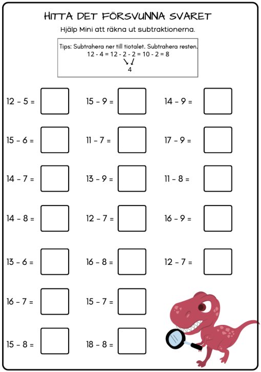 Räkna med dinosaurierna (51 sidor blandade uppgifter)