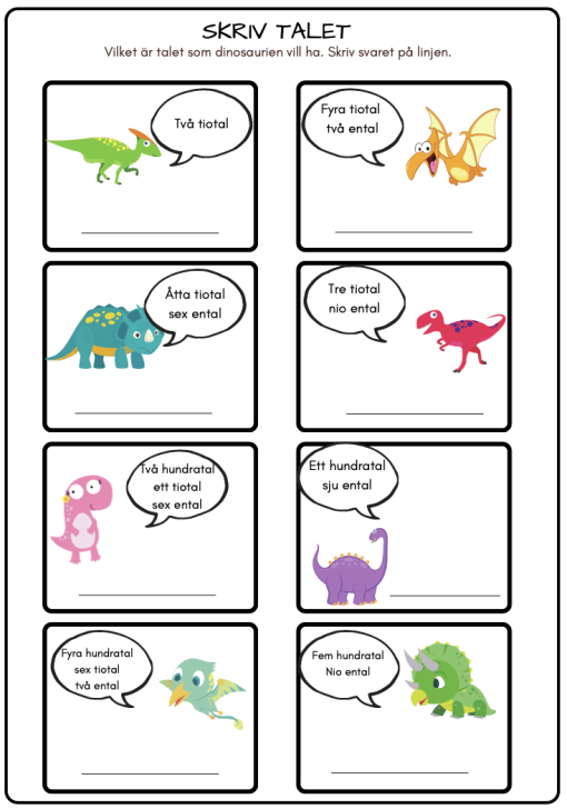 Räkna med dinosaurierna (51 sidor blandade uppgifter)