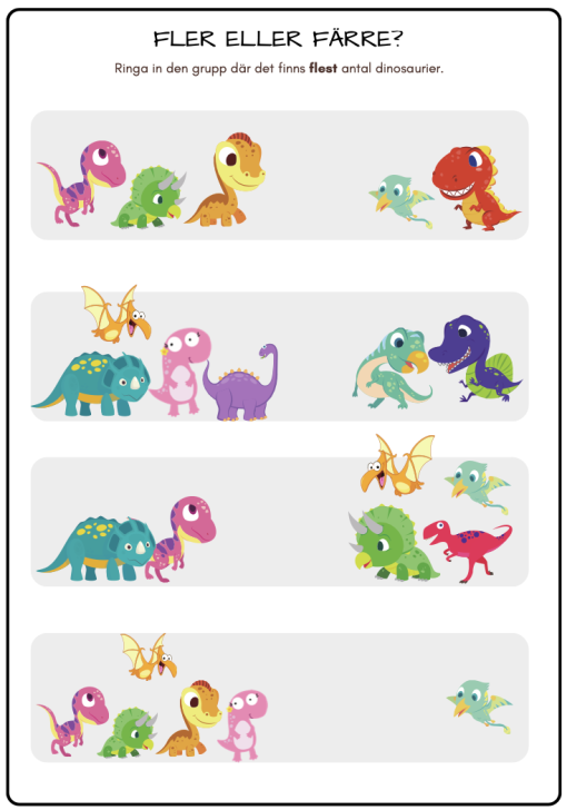 Räkna med dinosaurierna (51 sidor blandade uppgifter)