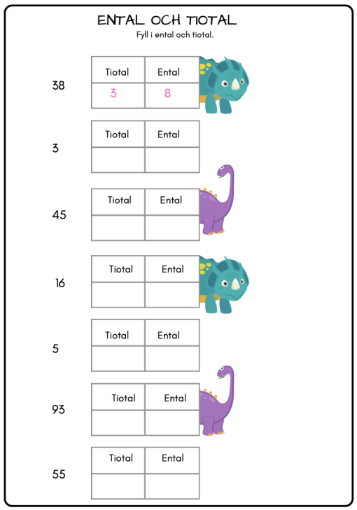 Räkna med dinosaurierna (51 sidor blandade uppgifter)