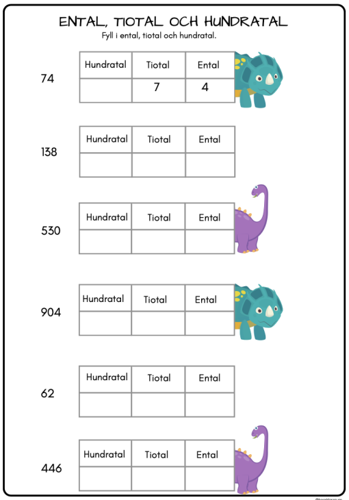 Räkna med dinosaurierna (51 sidor blandade uppgifter)