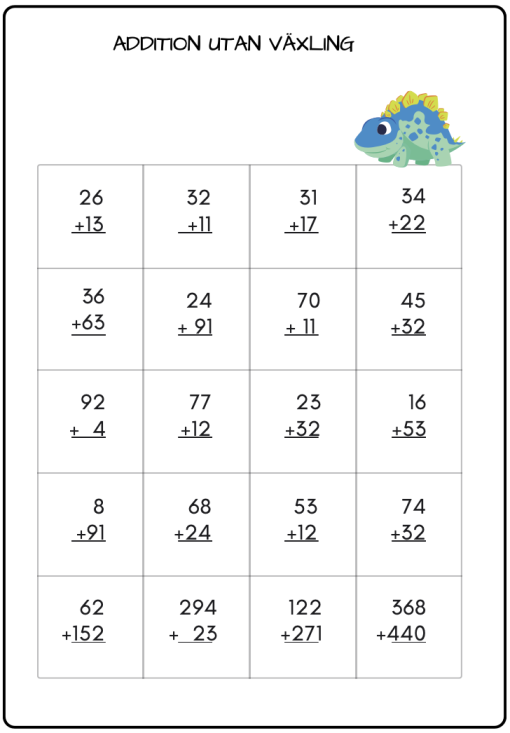 Räkna med dinosaurierna (51 sidor blandade uppgifter)