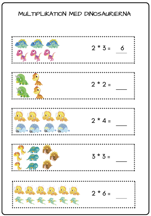 Räkna med dinosaurierna (51 sidor blandade uppgifter)