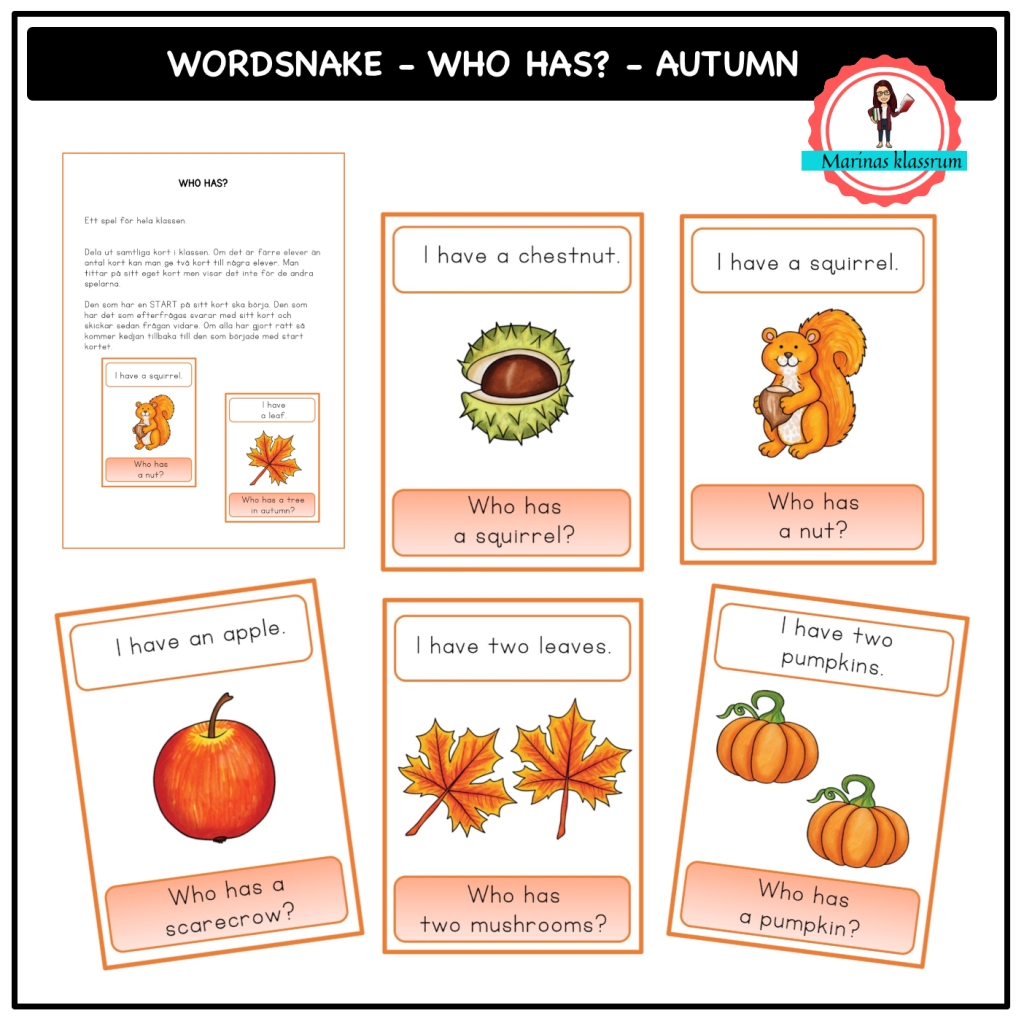 Wordsnake – Who has? – autumn