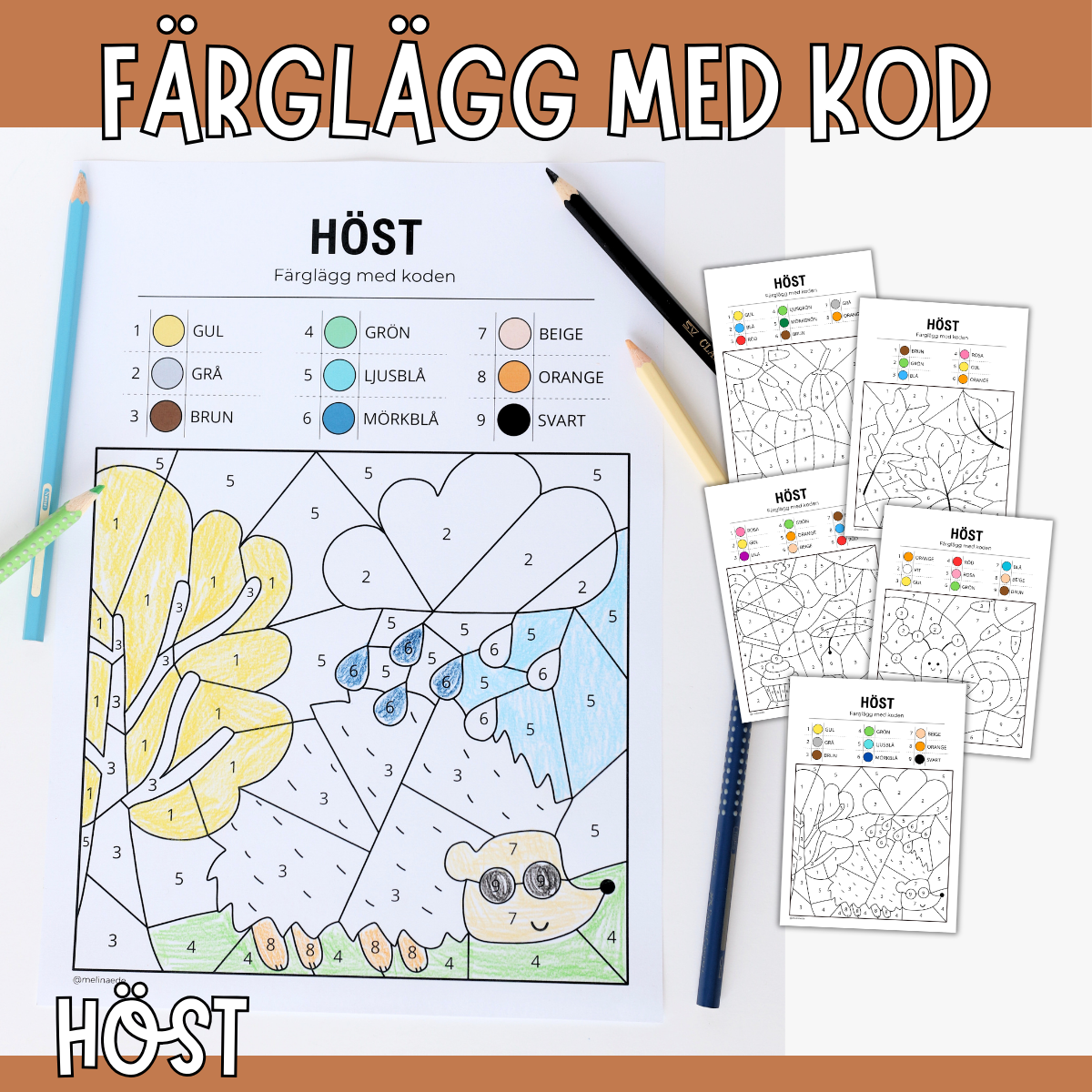 Färglägg med kod - höst