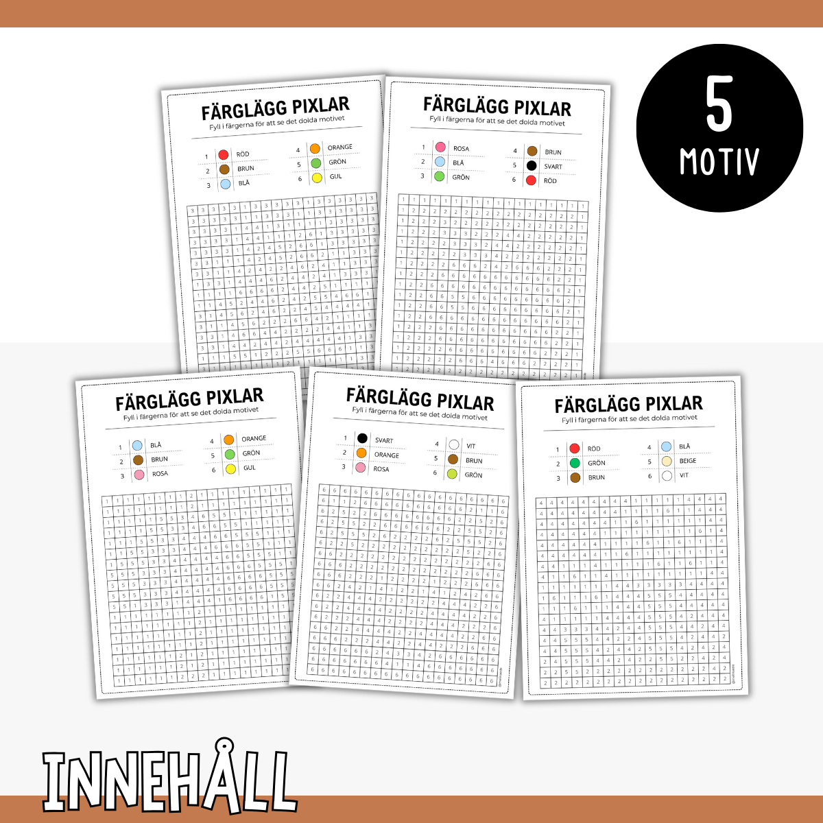 Pixelbilder - färglägg dolda motiv HÖST