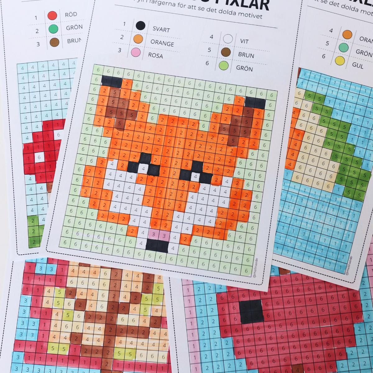 Pixelbilder - färglägg dolda motiv HÖST