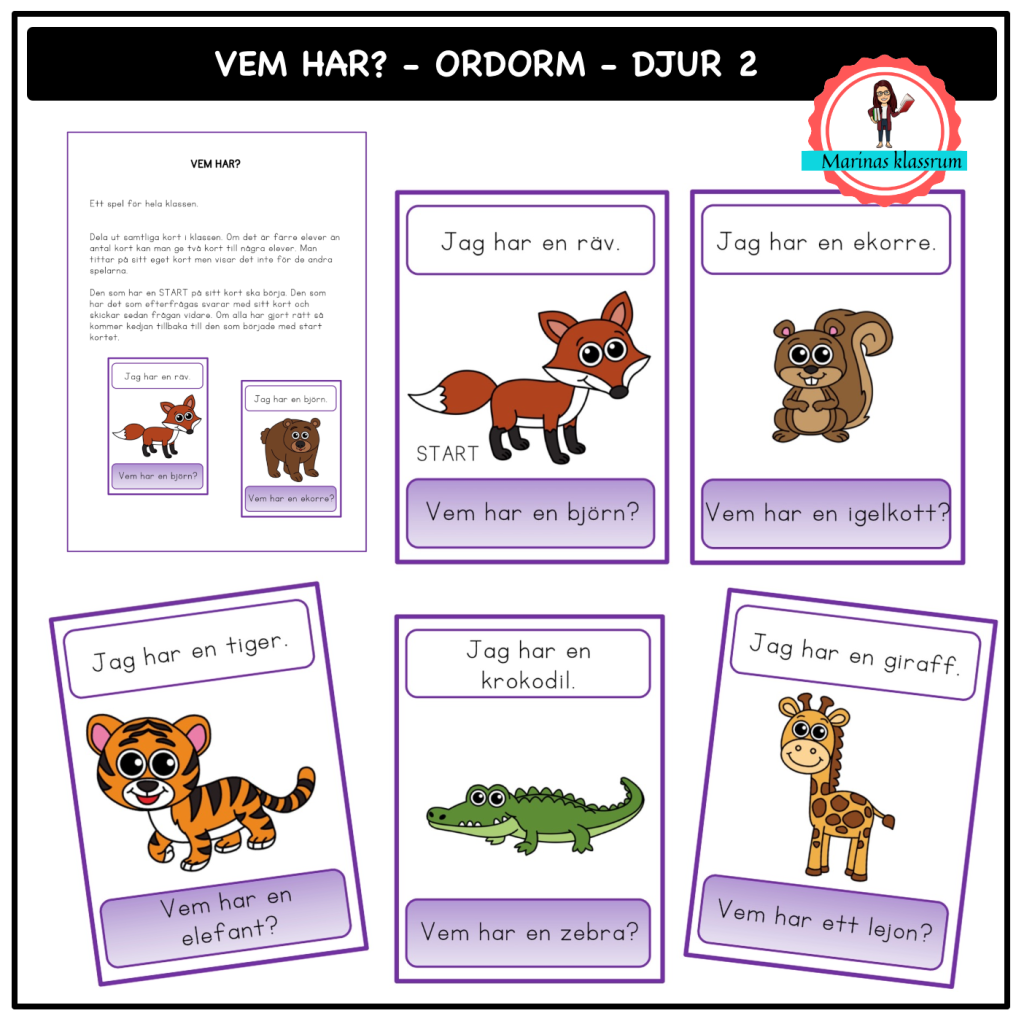 Ordorm – Vem har? djur 2
