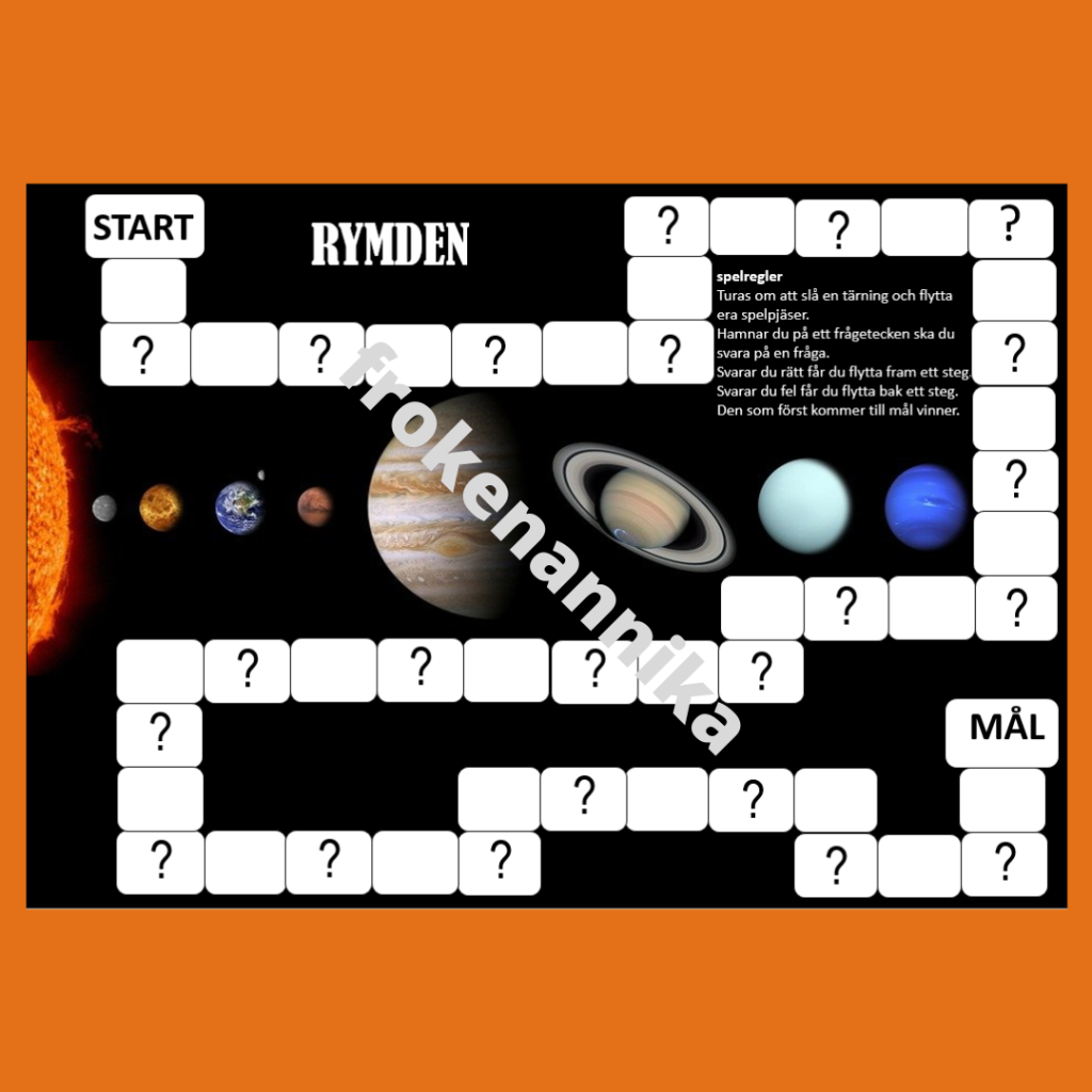 Rymden, spel med 24 frågekort