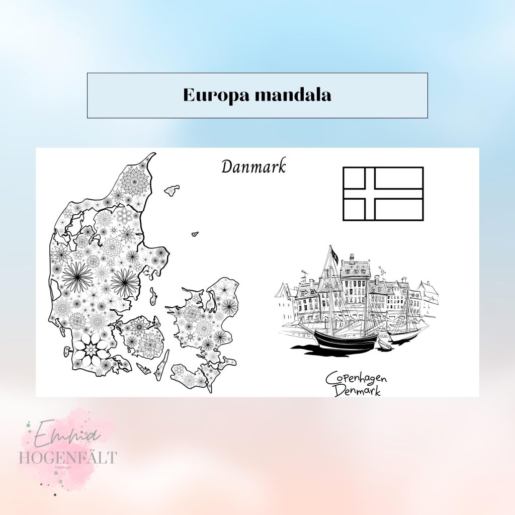 Europas länder mandala + finns i sjön