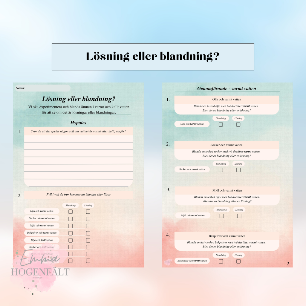 Lösning eller blandning – experiment