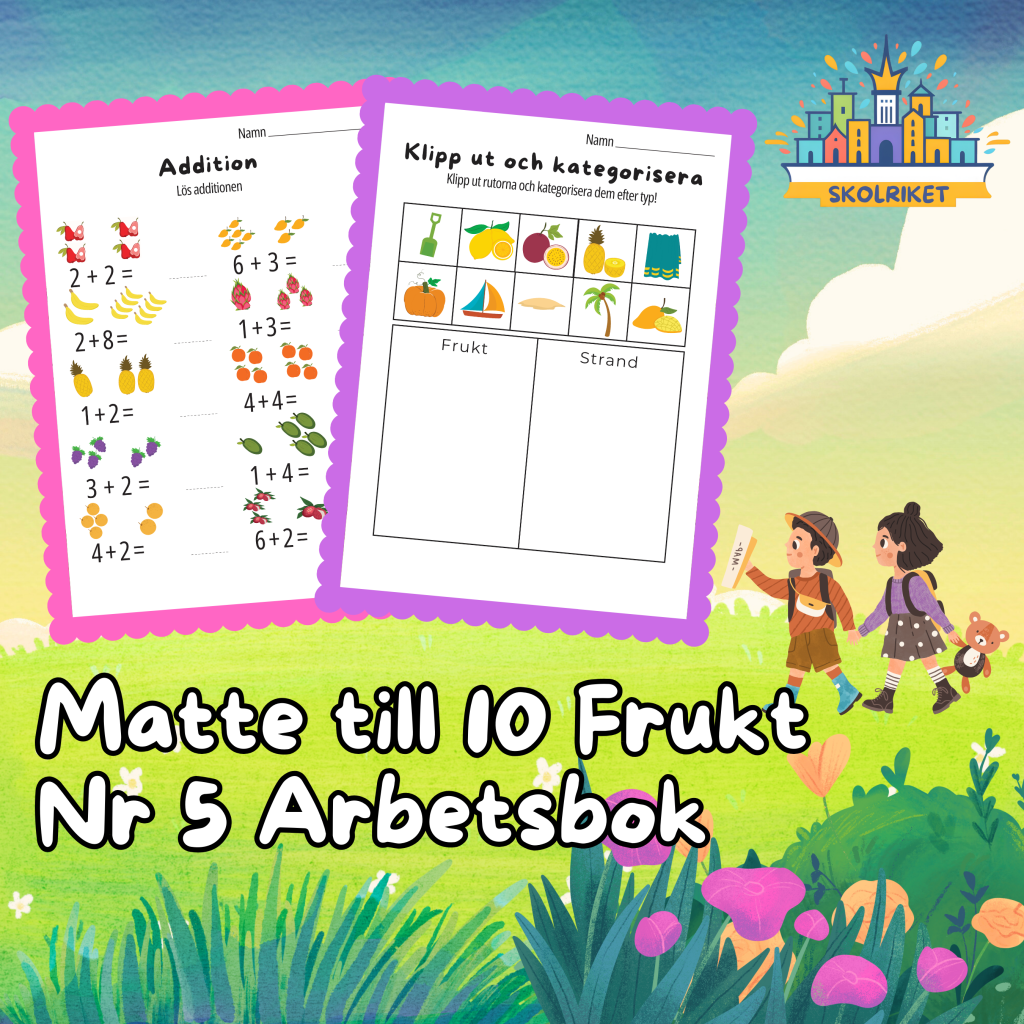Matte till 10 Frukt Nr 5 Arbetsbok 15 Sidor