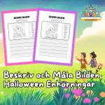 Beskriv och Måla Bilden Halloween Enhörningar - bild 1