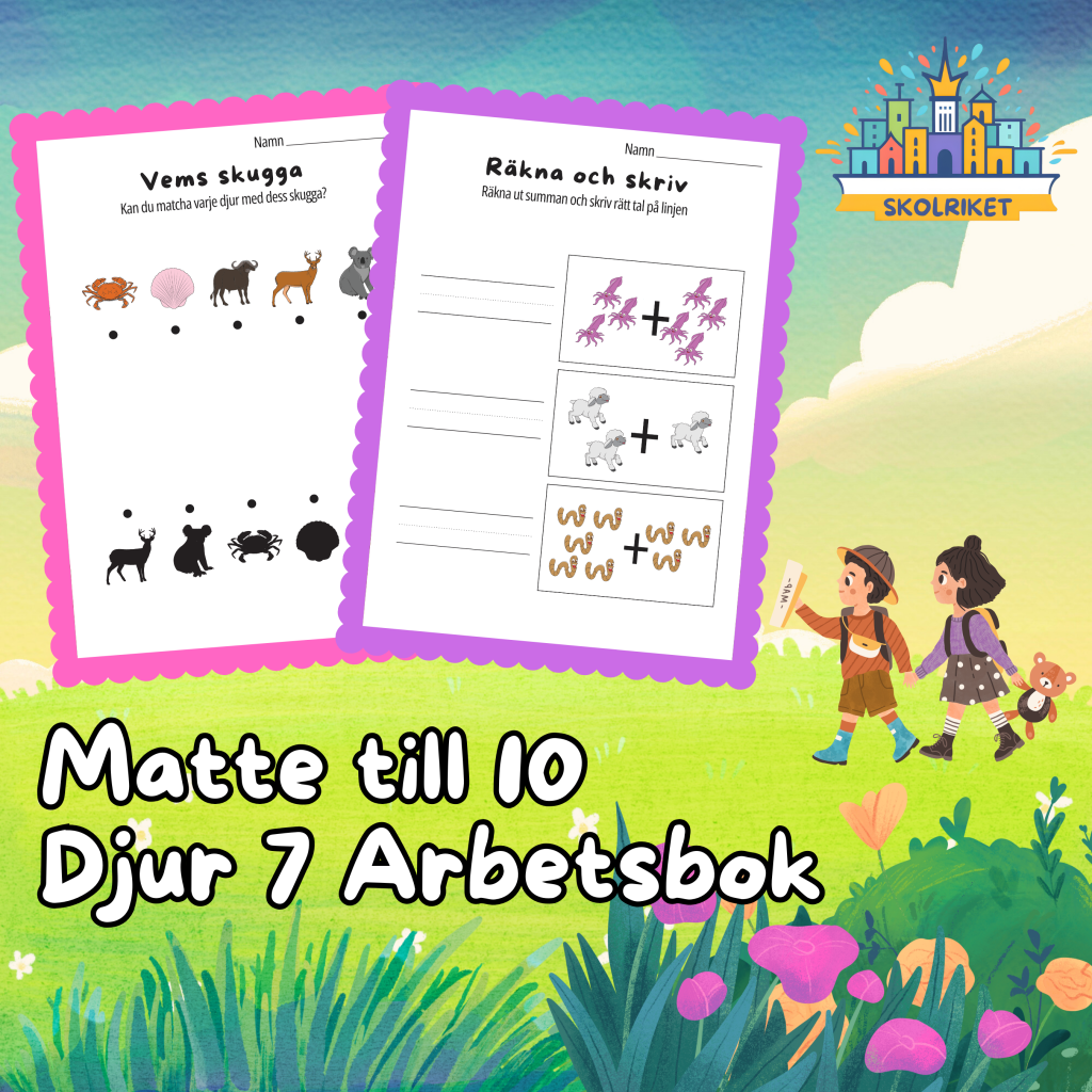 Matte till 10 Djur 7 Arbetsbok 15 Sidor