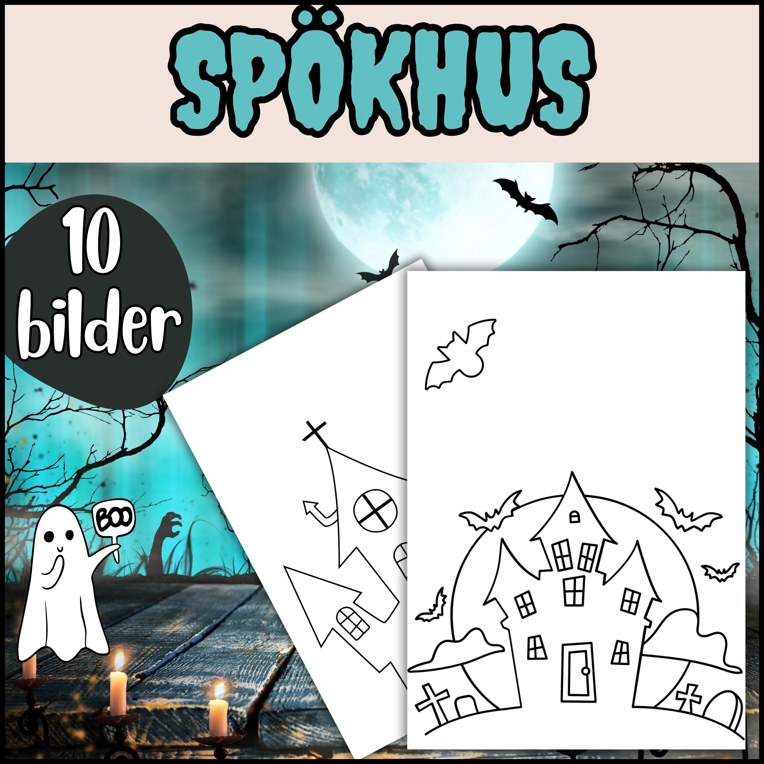 Färglägga spökhus (halloween)