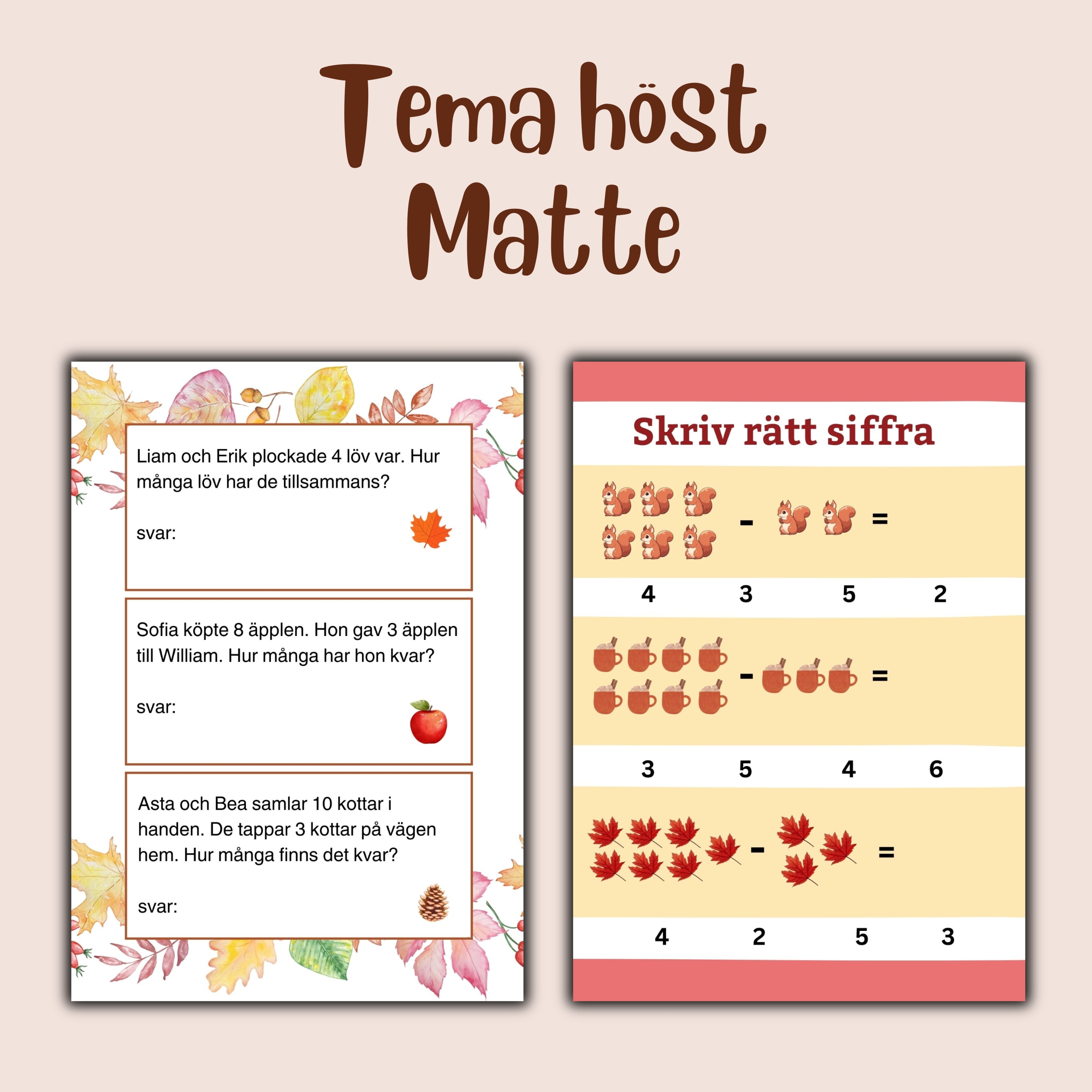 Mattehäfte hösttema (åk 1 och åk 2)