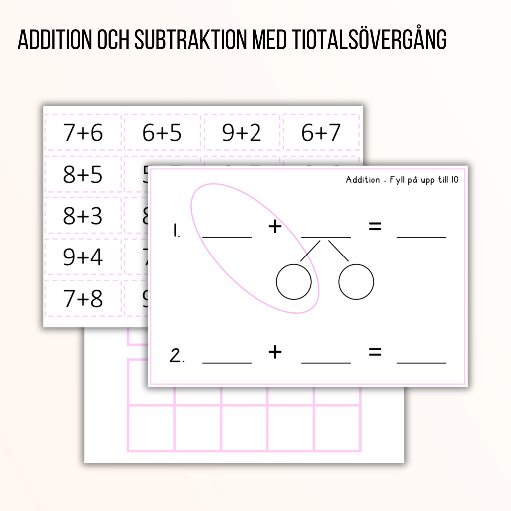Addition och subtraktion med tiotalsövergång