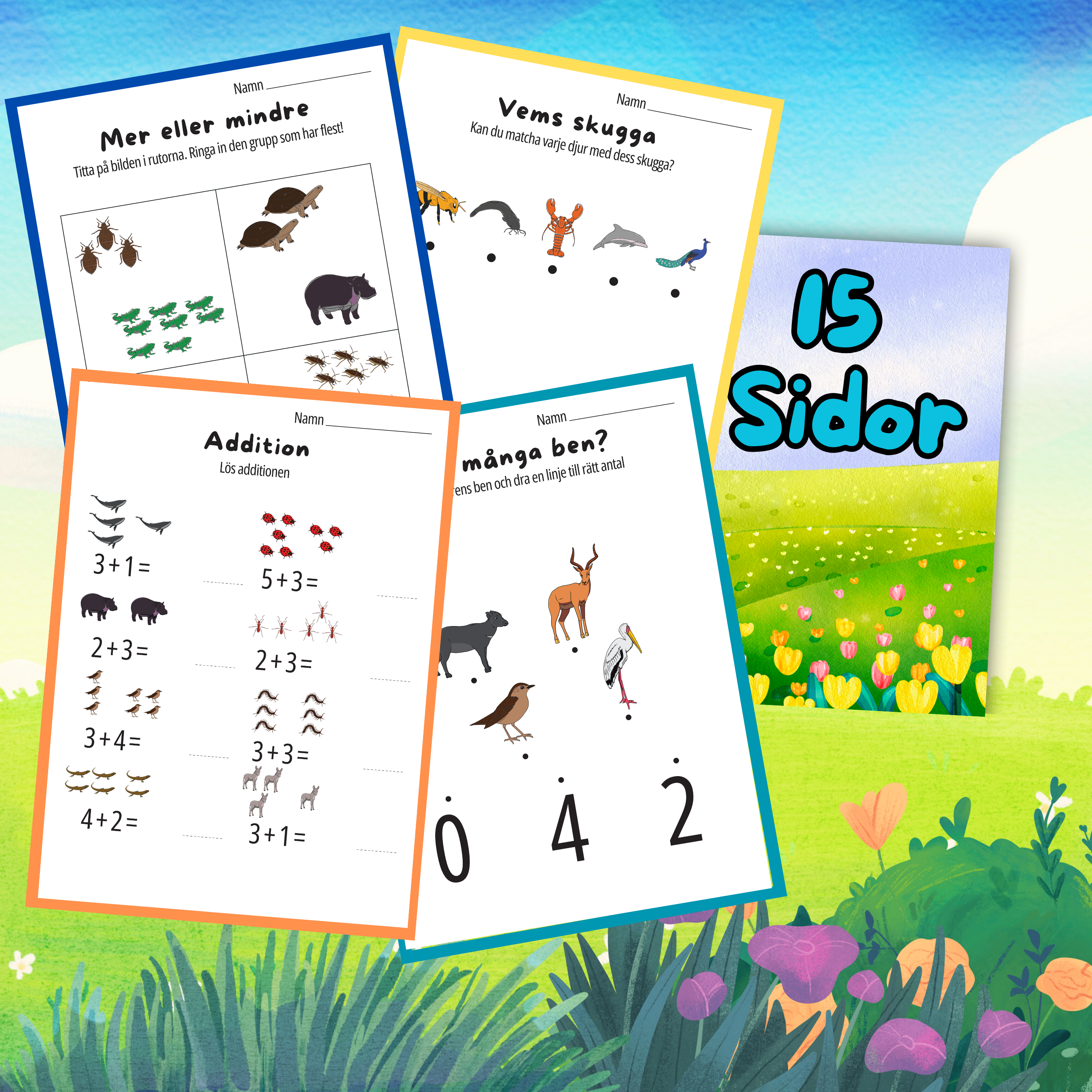 Matte till 10 Djur 9 Arbetsbok 15 Sidor