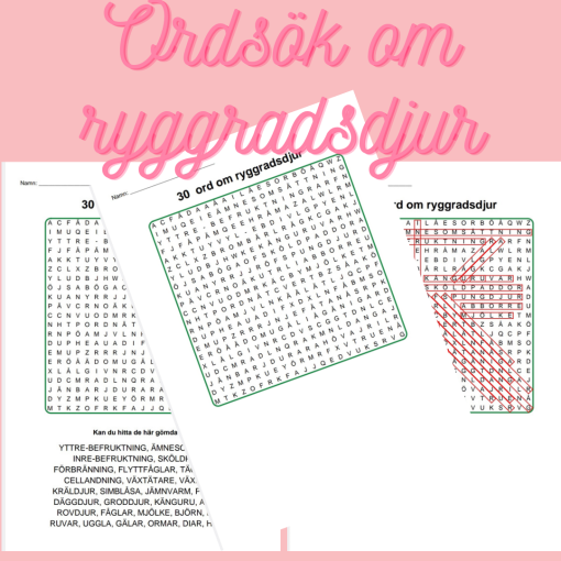 Korsord och ordsök om ryggradsdjur