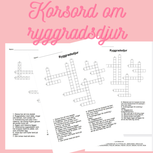 Korsord och ordsök om ryggradsdjur