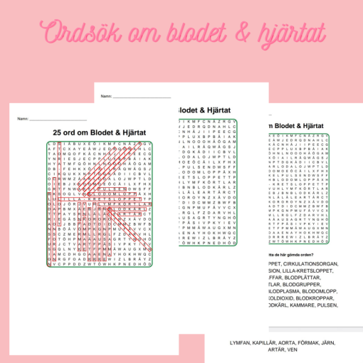 Korsord och ordsök om Blodet & Hjärtat