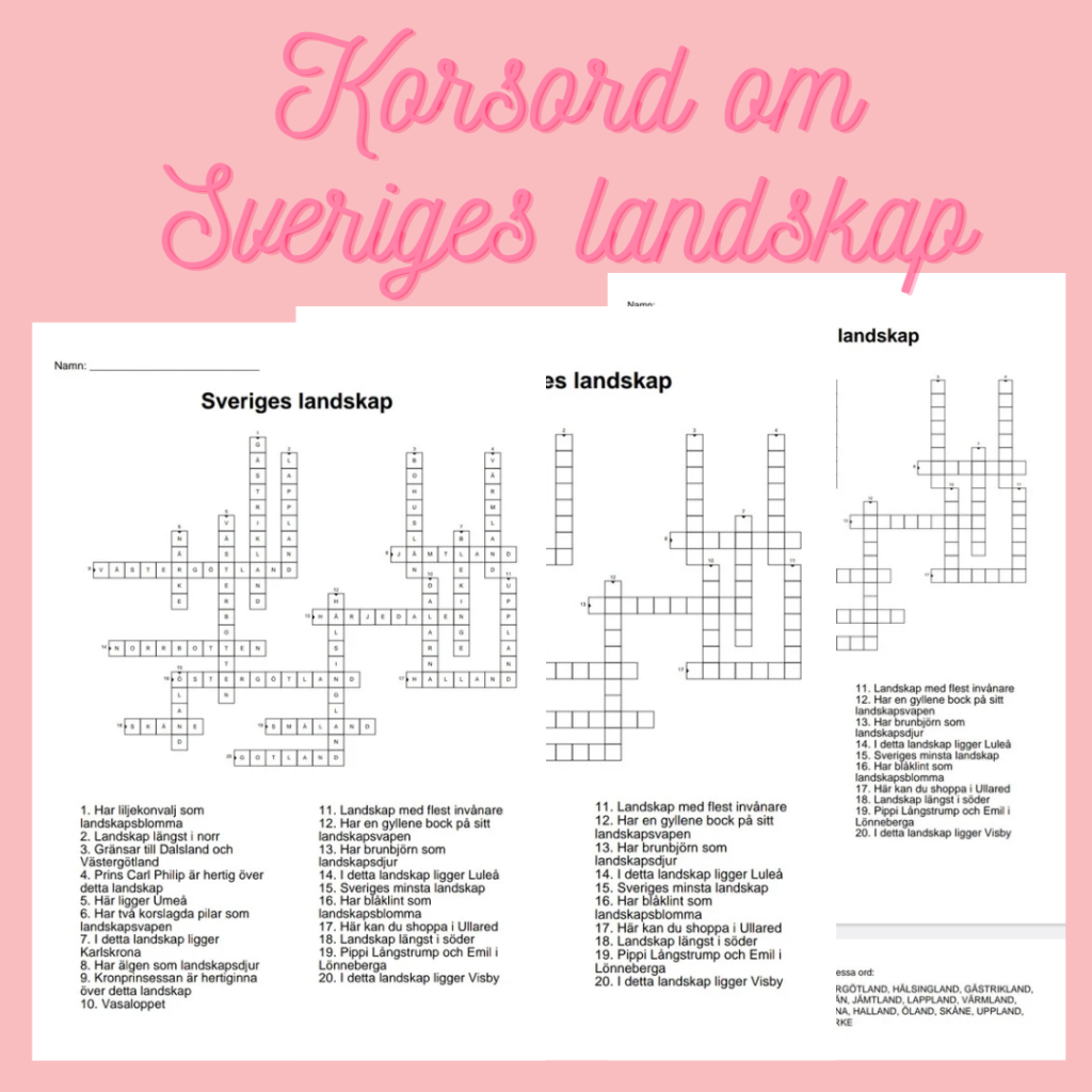 Korsord och ordsök om Sveriges landskap