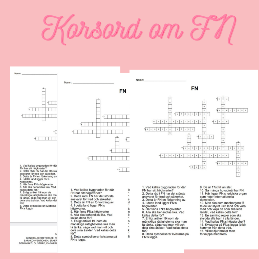 Korsord och ordsök om FN