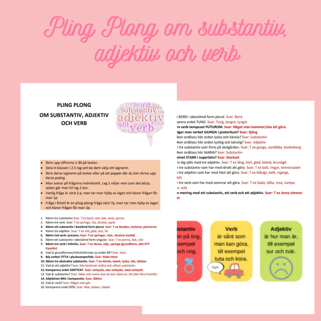 Pling Plong om substantiv, adjektiv och verb