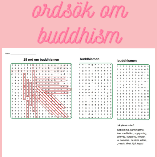 Korsord och ordsök om buddhism