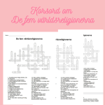 Korsord och ordsök om De fem världsreligionerna - bild 1